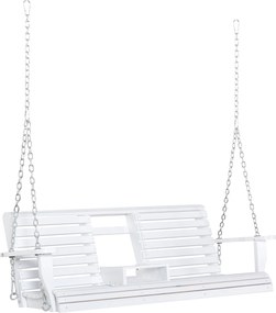 Outsunny Függő Pad Kerti Hinta Pad 2-3 Főnek Összecsukható Kávézó Asztallal Fenyőfából Készített Kényelmes 150 x 75 x 53 cm Fehér | Aosom