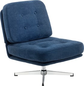 HOMCOM chenille forgatható pihenőfotel, extra széles kárpitozott fotel fém lábakkal, modern nappali- és hálószobabútor — sötétkék | Aosom