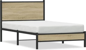 vidaXL sonoma tölgy színű fém ágykeret matrac nélkül 100 x 200 cm