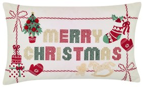 Pamut díszpárna karácsonyi mintával 30x50 cm Merry Christmas Cross Stitch – Catherine Lansfield