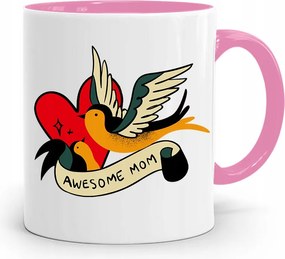 Rózsaszín Bögre Ajándék Anyukáknak Awesome Mom Ajándék fényképes nyomtatással