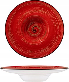 Mély porcelán tányér leveshez, salátához, piros, Wilmax, 24 cm, 200 ml