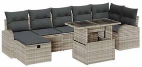 vidaXL Kerti Kanapé Szett párnával 8 pcs Világosszürke Poli rattan