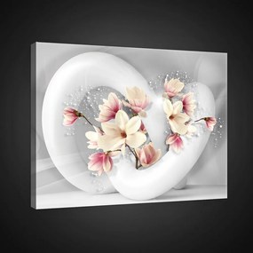 Vászonkép, 3D alakzat virággal, 100x75 cm méretben