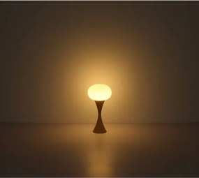 Globo 21027M Asztali lámpa, fém sárgaréz színű matt, fehér üveg, kábel PVC fekete, billenőkapcsoló a kábelen, ø: 180mm, M: 369mm, kábel hossza 1500mm, 1x E14 25W 230V izzó nélkül