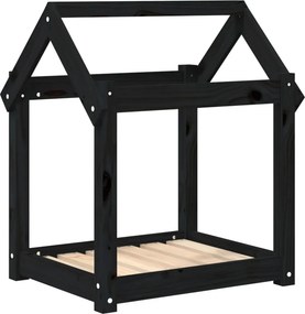 vidaXL fekete tömör fenyőfa kutyaágy 61x50x70 cm