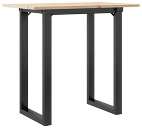 tömör fenyőfa és öntöttvas étkezőasztal O-vázzal 80x50x75 cm