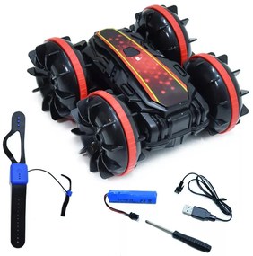 King Toys Kétéltü Vízálló Kézi Vezérlésű Távirányítós Kaszkadőr Autó - KÉTOLDALÚ, 180°-BAN ÁTFORDUL