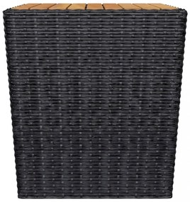 3 részes fekete polyrattan és akácfa bisztrószett
