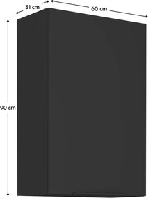 Felső szekrény, fekete, SIBER 60 G-90 1F