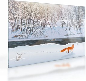 Kép - róka a téli tájban (üvegen) (70x50 cm)