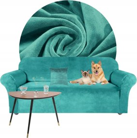 Kanapé Huzat Sarok Rugalmas Velúr Plüss 190-230 Világos Türkiz