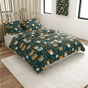 Pamut ágynemű CATTAMI POLY sötétzöld Ágyneműhuzat mérete: 70 x 90 cm | 140 x 200 cm