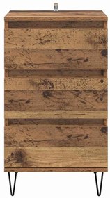 Széf fiókkal Öreg fa 40 x 35 x 70 cm Műszaki fa és vas