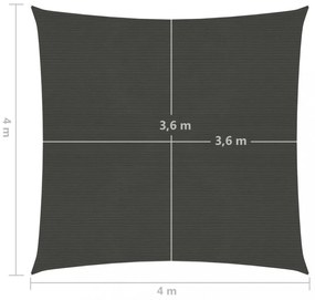 antracitszürke HDPE napvitorla 160 g/m² 4 x 4 m