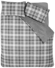 Szürke kétszemélyes sherpa ágyneműhuzat 200x200 cm Cosy Sherpa Check – Catherine Lansfield