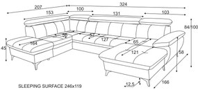 CATANIA U alakú, balos, tárolós sarokkanapé, bézs