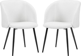 HOMCOM 2 darabos Étkezőszék Konyhaszék Korlátozott Gyapjúhatású Szövetből - 55 x 62 x 80 cm, Fehér-Fekete | Aosom