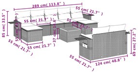 10 részes bézs polyrattan kerti ülőgarnitúra párnával