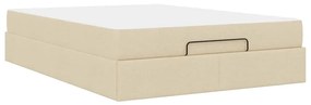 Ágykeret tárolóval Krém 160 x 200 cm szövet