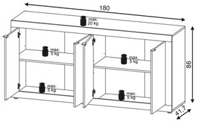 Komód RUNEA sonoma tölgy/fehér