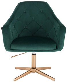 HR831CROSS Sötétzöld Modern Velúr Szék Arany lábbal
