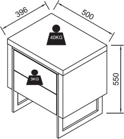 ZARINE tölgy éjjeliszekrény