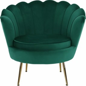 Fotel Art-deco stílusban, smaragd Velvet anyag/gold króm-arany, NOBLIN