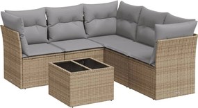 vidaXL 6 részes bézs polyrattan kerti ülőgarnitúra párnával