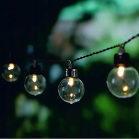 LED napelemes dekorációs fényfüzér, 30 LED, 8 üzemmód, 500 mAh, 10,6 m, IP67, meleg fehér