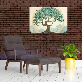 Kép – Elegáns mozaik fával (90x60 cm)
