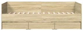 sonoma tölgy kanapéágy fiókkal matrac nélkül 90x200 cm