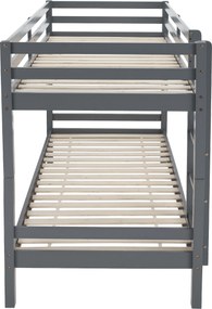 Emeletes ágy, 90x200, tömör fa, szürke, INEZA