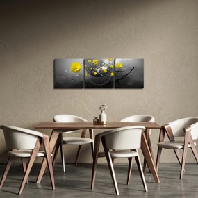 Kép- sárga absztrakt gömbök (órával) (90x30 cm)