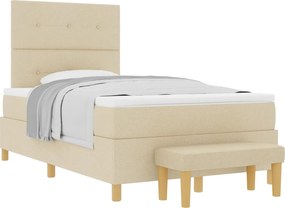 vidaXL Boxrugós ágy matracmal fejtámlával Krém 120 x 200 cm szövet