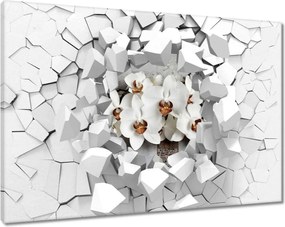 Vászonkép 90x60 Fehér orchideák és mozaik