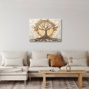Üveg kép – Arany életfa mozaikban (70x50 cm)