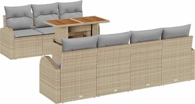 vidaXL Kerti Kanapé Szett tárolóval 8 pcs Bézs Poli rattan