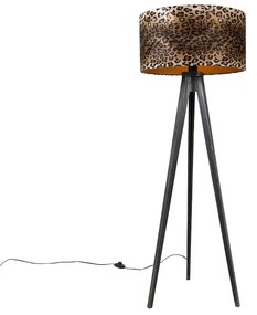 Állólámpa állvány fekete leopárd árnyékolóval 50 cm - Tripod Classic