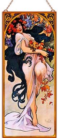 Alfons Mucha - Évszakok III. (Garnitúra) üvegkép, falikép