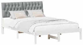 Ágykeret Kárpitozott Fejtámlával fejtámlával Fehér 160 x 200 cm