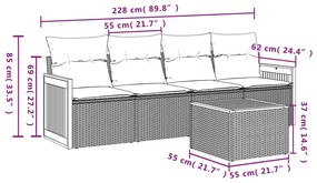 5 részes bézs polyrattan kerti ülőgarnitúra párnákkal