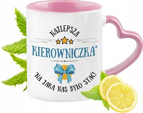 Vezetői bögre Rózsaszín, szív alakú füllel Kávé ajándék