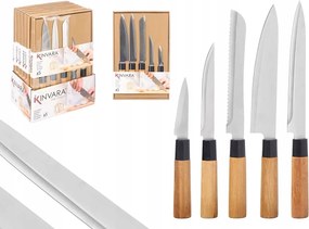 Konyhai késkészlet 5 db-os bambusz nyél éles kenyér zöldség hús