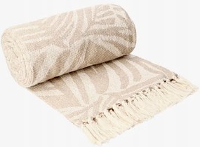 Pamut takaró bézs 150x200 cm rojtokkal boho pléd rojtokkal