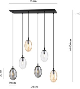 Emibig modern függeszték astral fekete grafit mézédes átlátszó emi1268/6m1