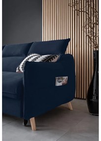 Sötétkék bársony kinyitható sarokkanapé (bal oldali) Sweet Harmony – Miuform