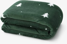 Goldea karácsonyi mikroplüss takaró deluxe - fehér fák sötétzöld alapon 150 x 200 cm