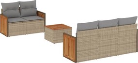 vidaXL 6 részes bézs polyrattan kerti ülőgarnitúra párnával