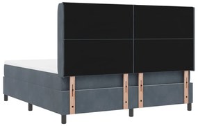 Boxspring Ágy Matrac Kép sötétszürke 180x200 cm bársony